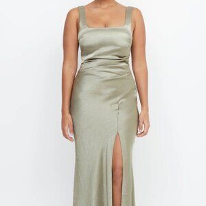 Sage floor length dress bridesmaid/wedding guest worn once 5’3 M/L DD